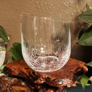 Pier 1 Crackle Angled Rim Glass Tumbler